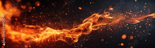 3D rendering of fire flames against a black background for premium product presentation or business finance