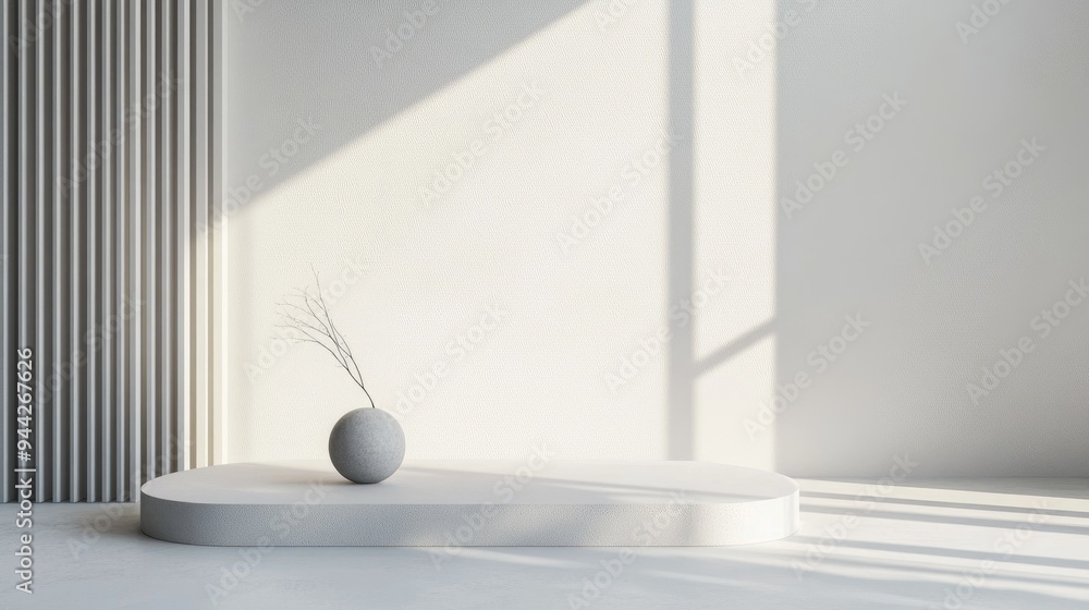 3D rendered product display on a minimalist white podium 3D rendered product display on a minimalist white podium