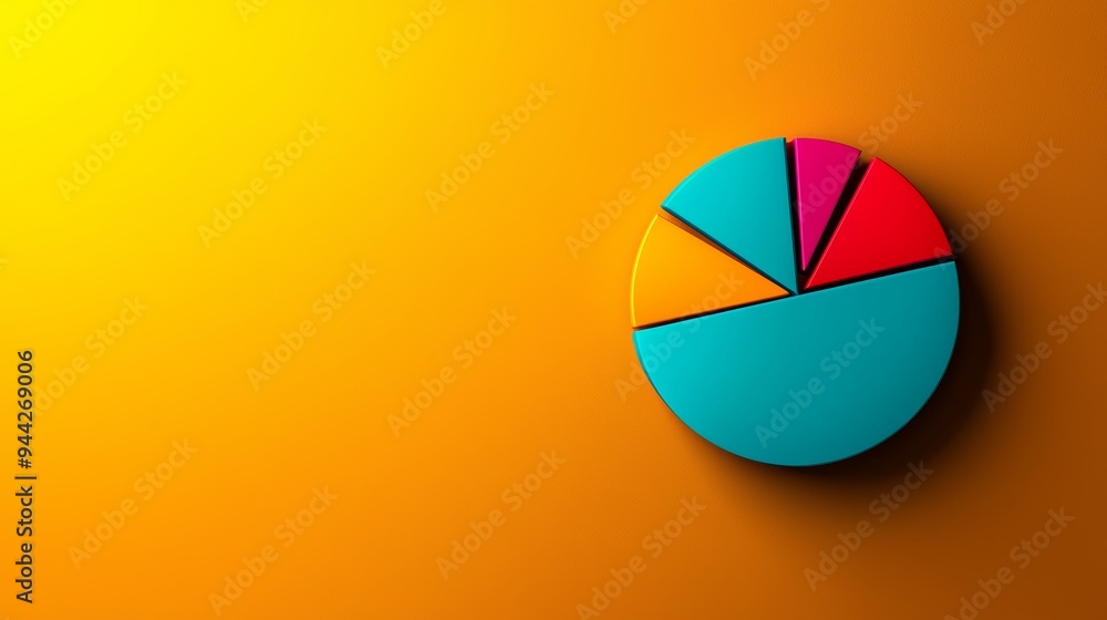 Diversified investments, pie chart with asset segments, flat design illustration Diversified investments, pie chart with asset segments, flat design illustration