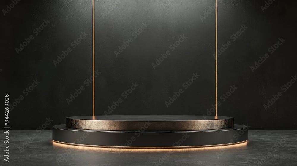 3D High Quality Render of an Empty Product Podium for Display Background Template and Social Media with a Dark Backdrop 3D High Quality Render of an Empty Product Podium for Display Background Template and Social Media with a Dark Backdrop