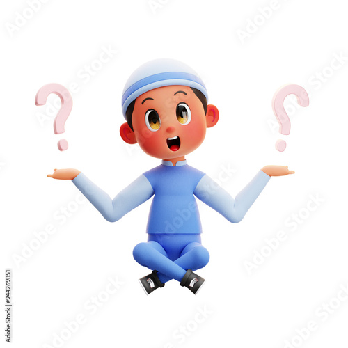 3d Character Boy Wondering Questions illustration