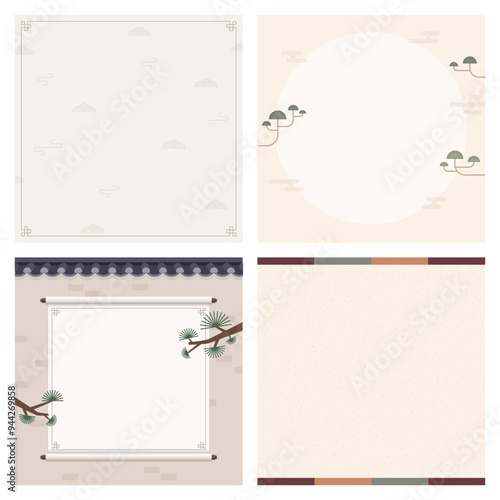 a collection of traditional Chuseok templates