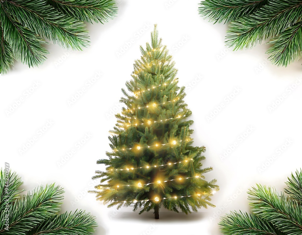 vector realistic isolated christmas tree borders fairy lights template decoration display white background concept happy new year merry christmas vector realistic isolated christmas tree borders fairy lights template decoration display white background concept happy new year merry christmas