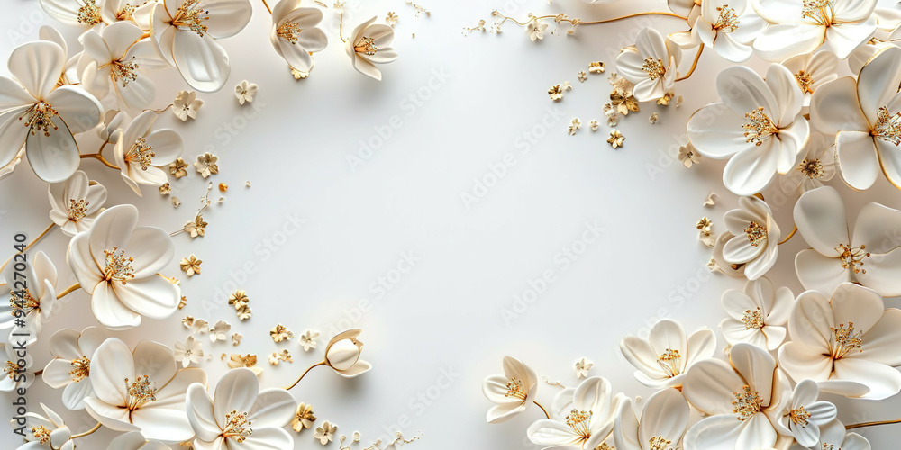 WHITE FLOWERS AROUND AN EMPTY SPACE MOCKUP WHITE FLOWERS AROUND AN EMPTY SPACE MOCKUP