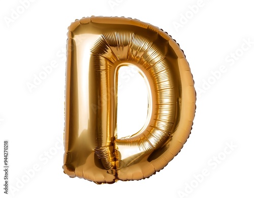 vector realistic isolated golden balloon letter white background