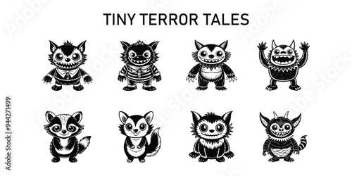 Tiny terror tales black art celebrating cuddly vector illustration