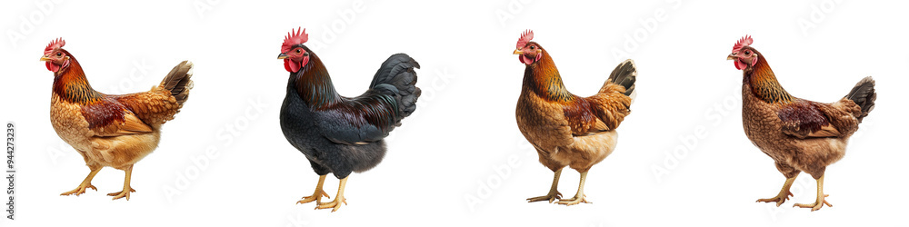 Fototapeta premium set of A of a chicken on a transparent background
