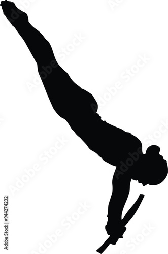 Woman Doing Yoga at home hand drawn vector silhouette 