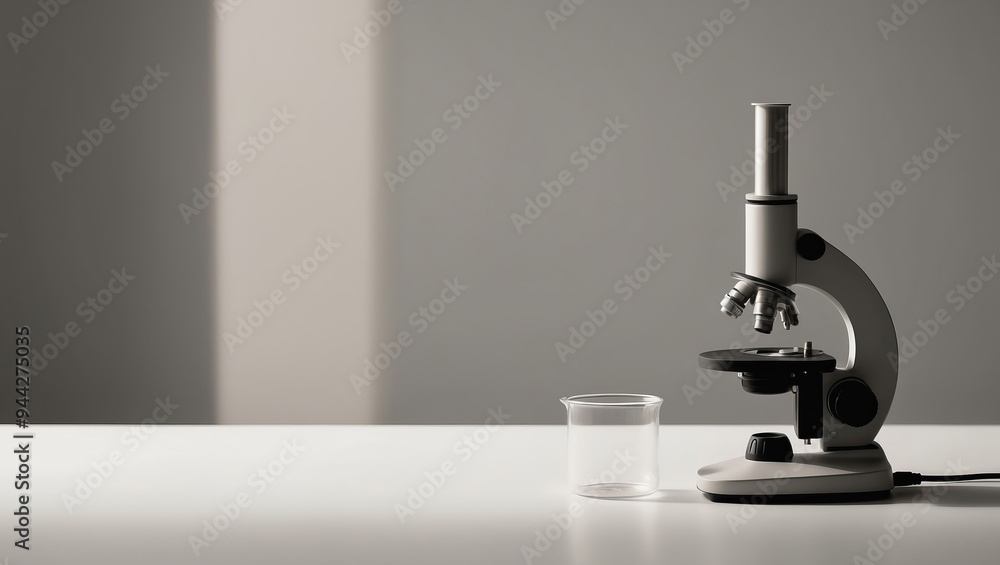 Microscope in the laboratory on a light background. Microscope in the laboratory on a light background.