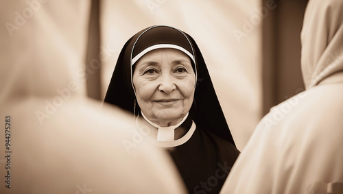 An old nun in a monastery. photo