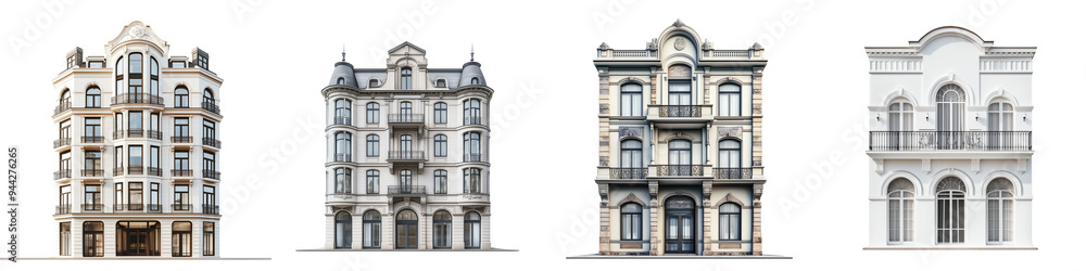 set of combination of contemporary and historical building aesthetics, Aesthetic Synthesis of Modern and Traditional Architecture, on a transparent backgrounds set of combination of contemporary and historical building aesthetics, Aesthetic Synthesis of Modern and Traditional Architecture, on a transparent backgrounds