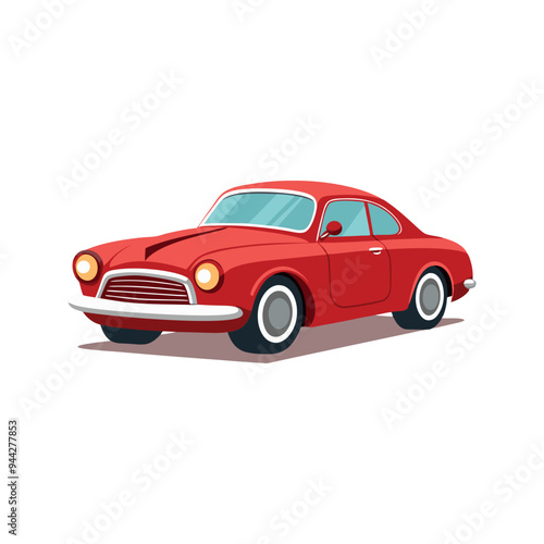 classic car cartoon on white background