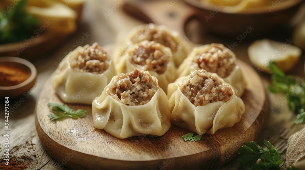 Macao national cuisine: manti stuffed with minced pork. Macao national cuisine: manti stuffed with minced pork.