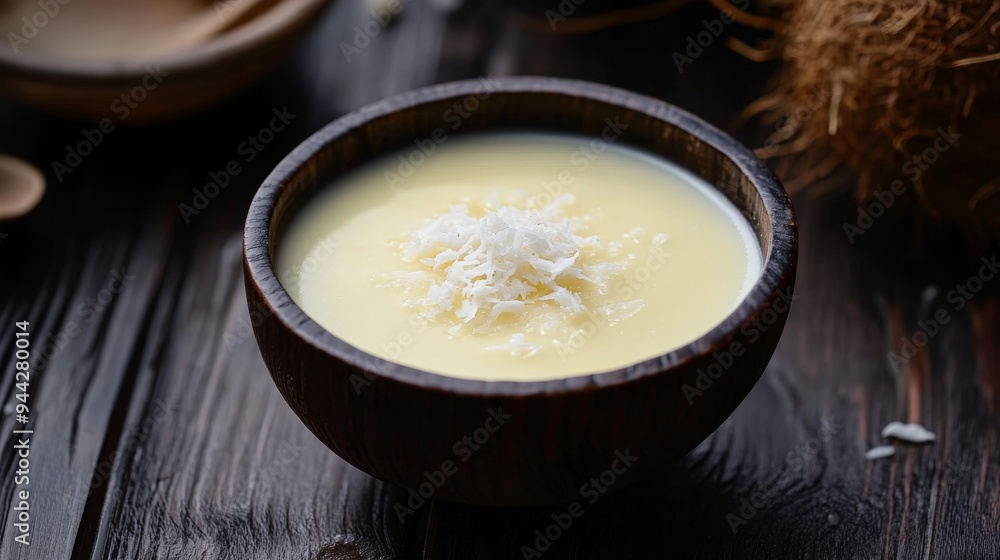 The national cuisine of Macau. Coconut milk custard. The national cuisine of Macau. Coconut milk custard.