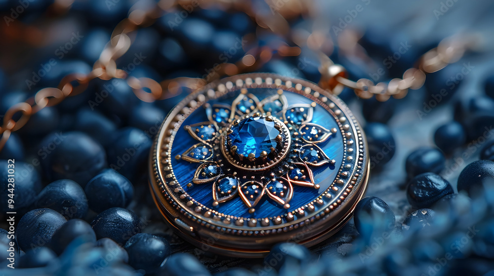 Blue Gemstone Pendant Necklace Illustration