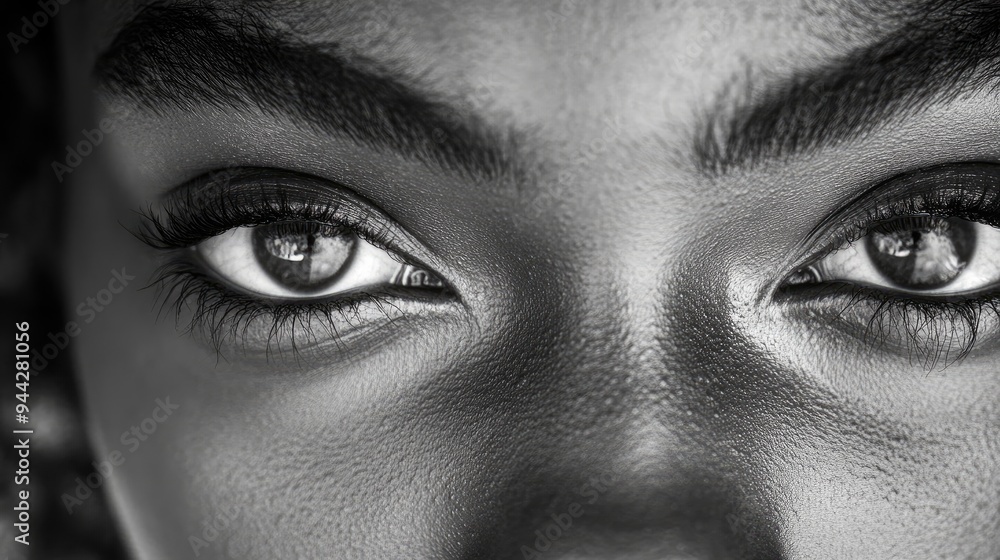 Close-up Black and White Image of a Woman's Eyes Close-up Black and White Image of a Woman's Eyes