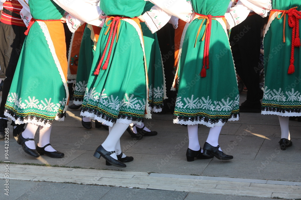 Fototapeta premium Festive procession through the streets of Sofia of participants in the Vitosha International Folklore Festival