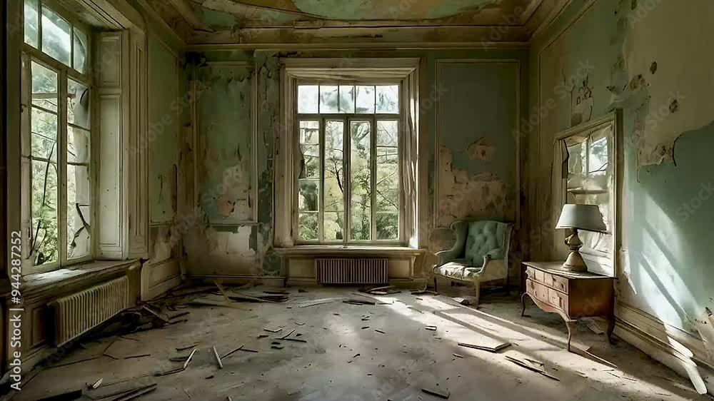 a room in an abandoned house a room in an abandoned house