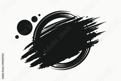 This image presents an abstract collection of grunge brush strokes and circles created in black ink, conveying a sense of raw emotion and creative spontaneity in a minimalist style. 
