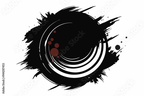 This image presents an abstract collection of grunge brush strokes and circles created in black ink, conveying a sense of raw emotion and creative spontaneity in a minimalist style. 

