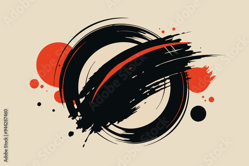 This image presents an abstract collection of grunge brush strokes and circles created in black ink, conveying a sense of raw emotion and creative spontaneity in a minimalist style. 
