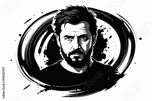 This image presents an abstract collection of grunge brush strokes and circles created in black ink, conveying a sense of raw emotion and creative spontaneity in a minimalist style. 
