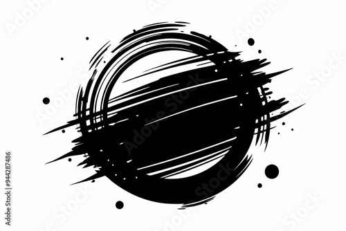 This image presents an abstract collection of grunge brush strokes and circles created in black ink, conveying a sense of raw emotion and creative spontaneity in a minimalist style. 
