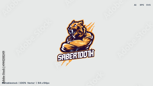 Sabretooth Premium Quality Mascot illustration  your company name.