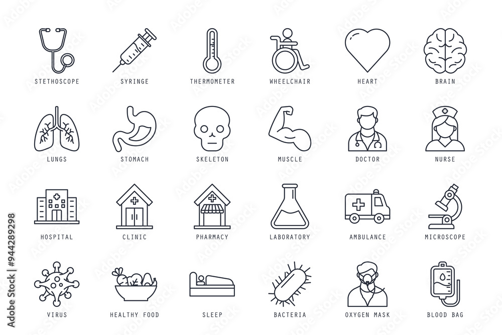Set of medical icons vector illustration. icons bundle isolated on white background Set of medical icons vector illustration. icons bundle isolated on white background