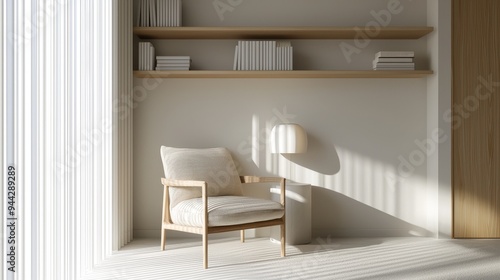 Dual-purpose space combining a home office with a relaxing reading nook, centered around a comfy chair and serene ambiance