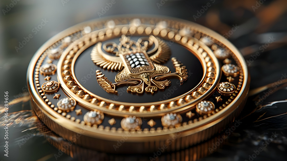 Gold Coin with Eagle Crest Illustration Gold Coin with Eagle Crest Illustration