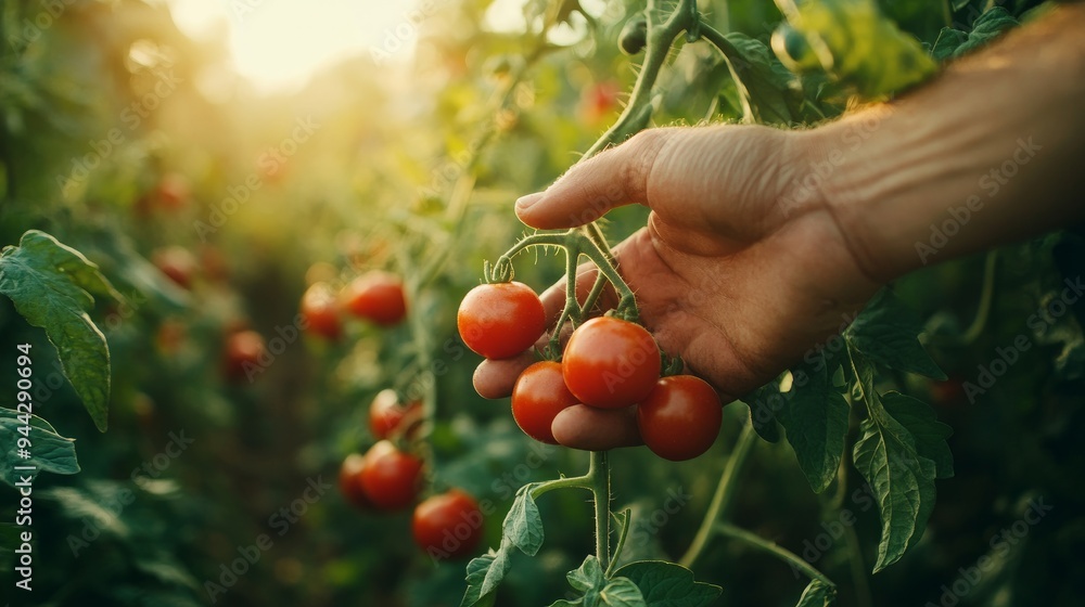 watering the greenhouse garden's tomato plant. Watering the tomato in the greenhouse with a hand watering can. in closeup. watering the greenhouse garden's tomato plant. Watering the tomato in the greenhouse with a hand watering can. in closeup.