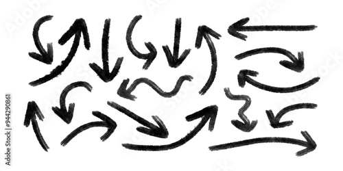 Hand drawn brush vector arrows