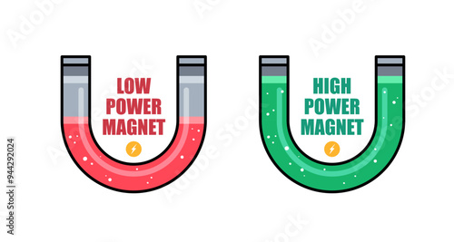 The Strong and the weak magnet. Vector illustration
