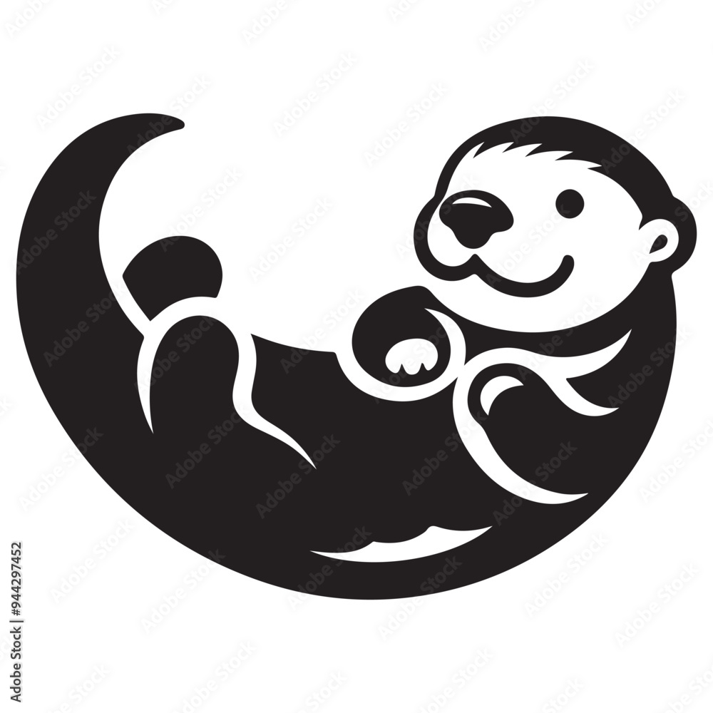 Otter Silhouette Illustration White Background Otter Silhouette Illustration White Background