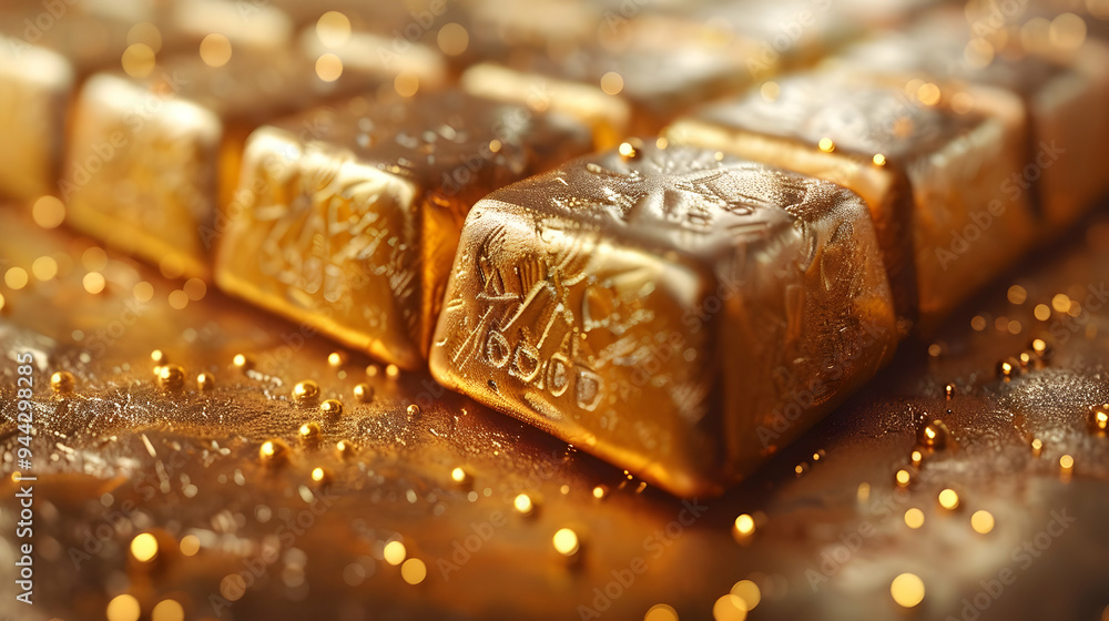 Golden Bars with Sparkles - Realistic Image Golden Bars with Sparkles - Realistic Image