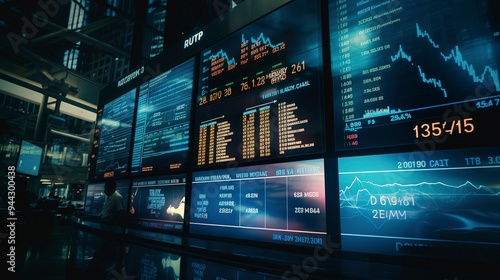 A photo of a stock market ticker display.