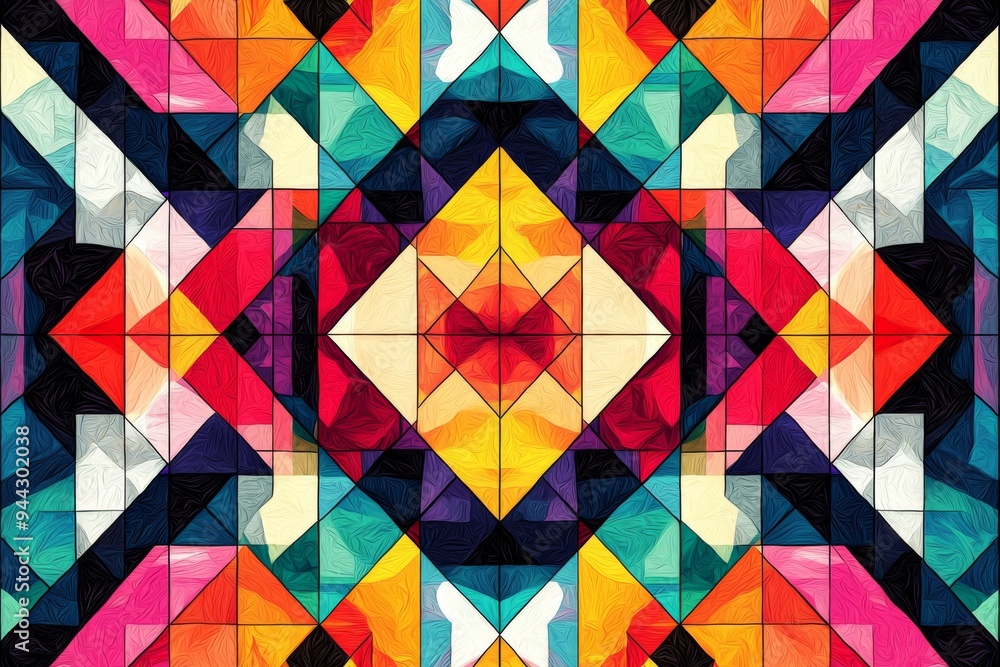 Abstract Geometric Pattern with Vibrant Colors created with Generative AI Abstract Geometric Pattern with Vibrant Colors created with Generative AI