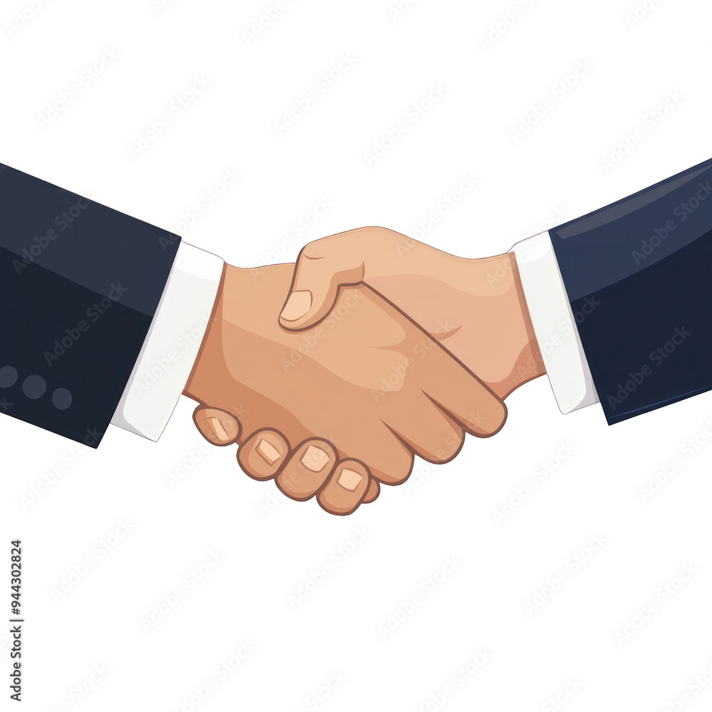 A close-up illustration of a handshake symbolizing agreement and partnership in a professional setting. transparent background A close-up illustration of a handshake symbolizing agreement and partnership in a professional setting. transparent background