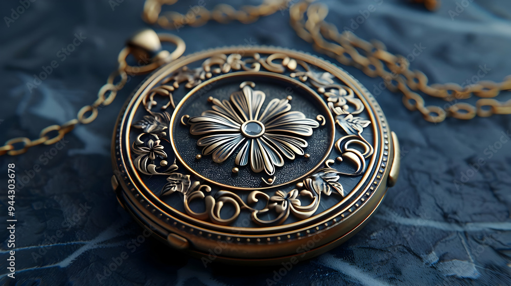 Obraz premium Ornate Gold Pocket Watch with Floral Design 3D Illustration