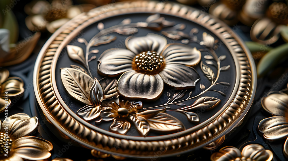 3D Gold Floral Pattern Ornament Illustration 3D Gold Floral Pattern Ornament Illustration