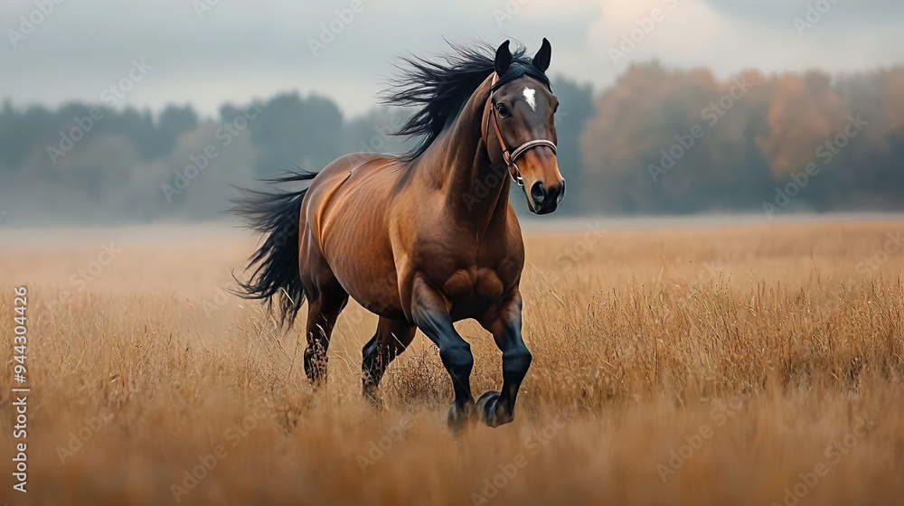 Majestic horse running through expansive landscapes ideal for showcasing vibrant movement and graceful action shots Majestic horse running through expansive landscapes ideal for showcasing vibrant movement and graceful action shots