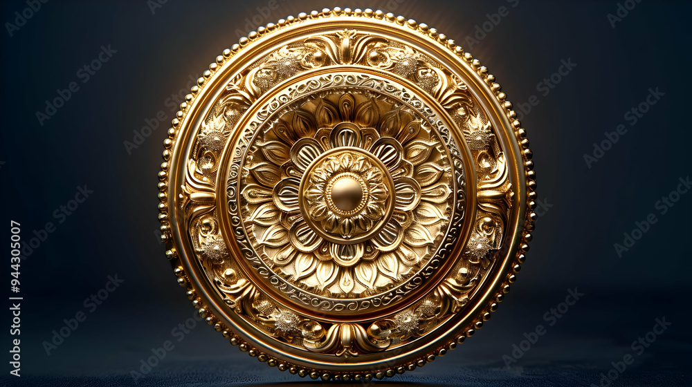 Golden Ornate Decorative Element 3D Illustration Golden Ornate Decorative Element 3D Illustration