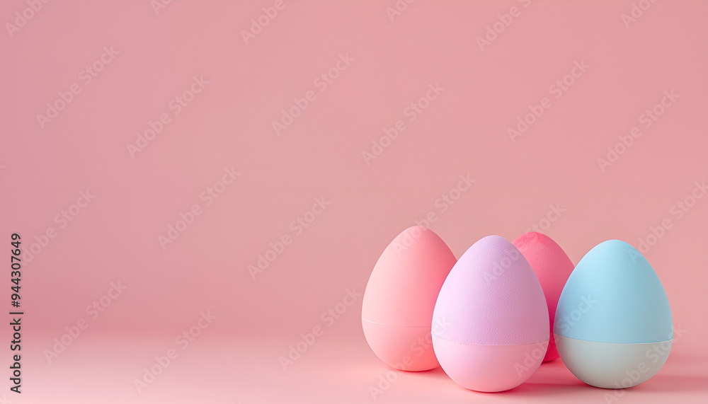 Fototapeta premium Beauty blender on pink background. Bright sponges for make-up cosmetics. Makeup products. Beauty concept. Place for text. Space for copy