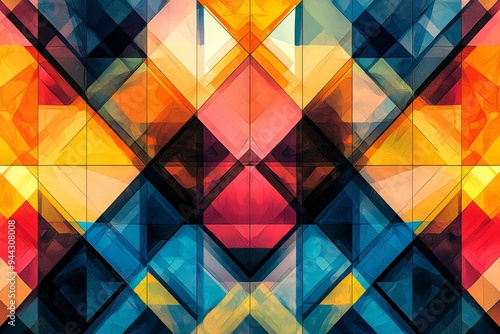 Abstract Geometric Pattern with Vibrant Colors created with Generative AI