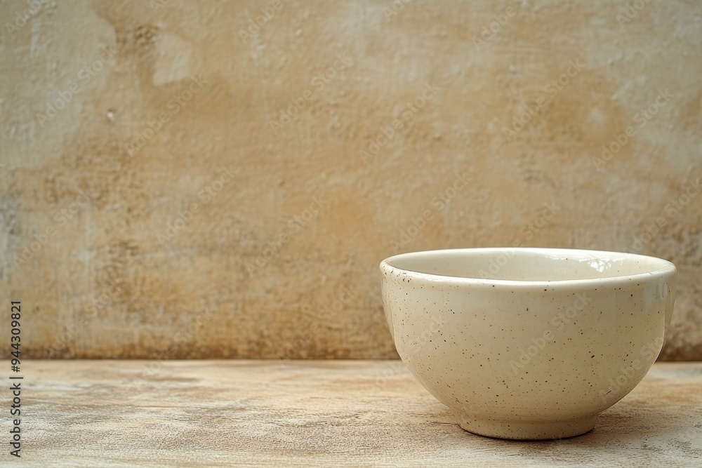 Minimalist ceramic bowl on a textured, warm-toned background. Ideal for product photography, kitchen decor, and simple lifestyle imagery.