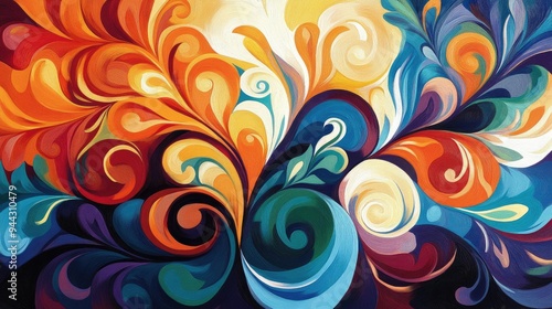 Vibrant swirls of color in dynamic patterns