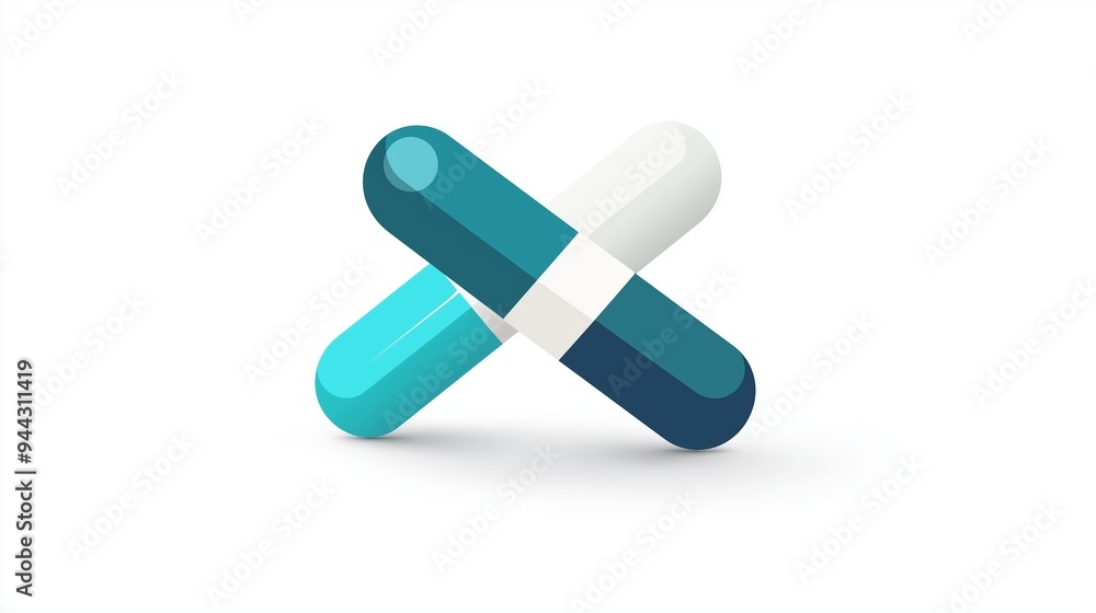 A simple vector logo featuring two overlapping capsules on a white background, emphasizing a modern and clean design A simple vector logo featuring two overlapping capsules on a white background, emphasizing a modern and clean design