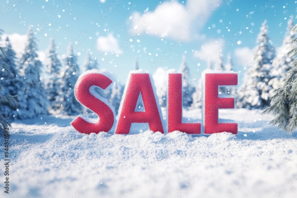winter background and 3d text 'sale' winter background and 3d text 'sale'