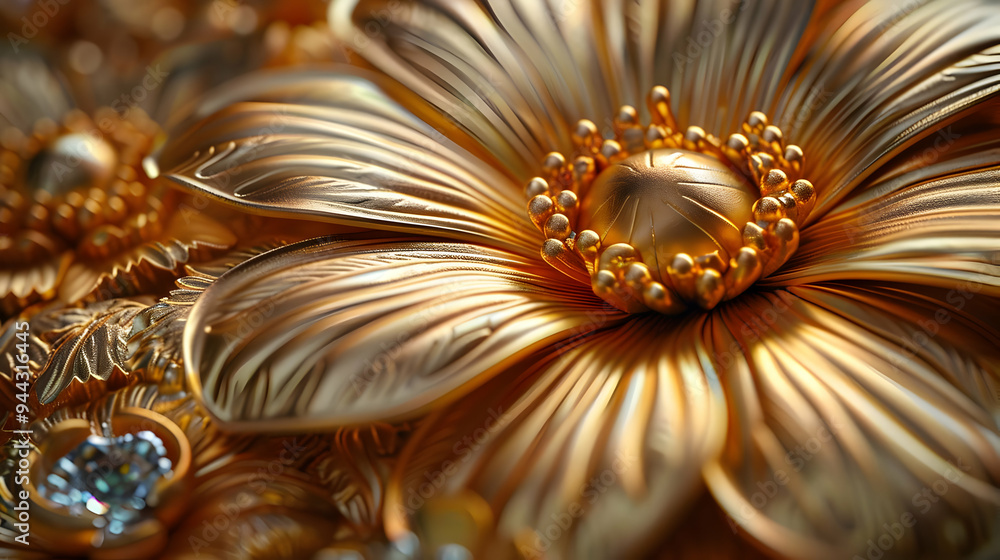 Golden Flower 3D Illustration Golden Flower 3D Illustration